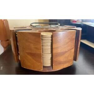 Antique Art Deco Solid Wood Poker Wheel Set in hardwood Carousel